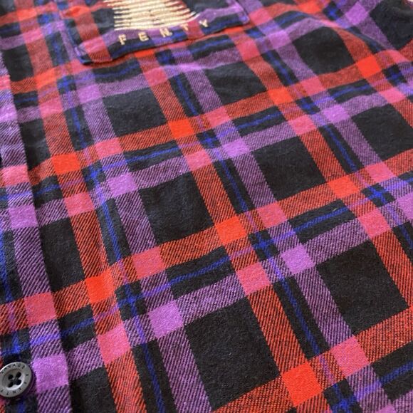 Savage Fenty Night Star Chaser Flannel Sleep Top Red Purple Black Women’s 8-10 - Picture 6 of 8